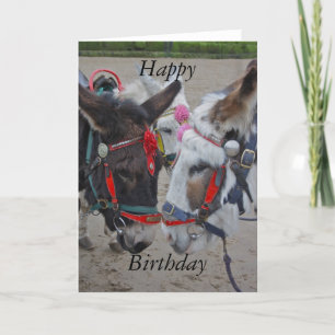 Donkeys at the Seaside Happy Birthday Card Karte