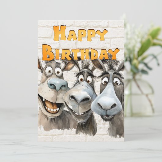Donkey's Funny Birthday Feiertagskarte (Stehend Vorderseite)