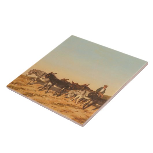 Donkeys in Südfrankreich (von Eugène Burnand) Fliese (Seite)