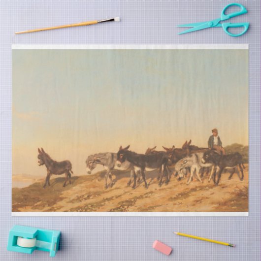 Donkeys in Südfrankreich (von Eugène Burnand) Seidenpapier (Basteln)