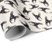 Donkeys-Kopfblock schwarz und weiß Geschenkpapier (Rolleneckpunkt)