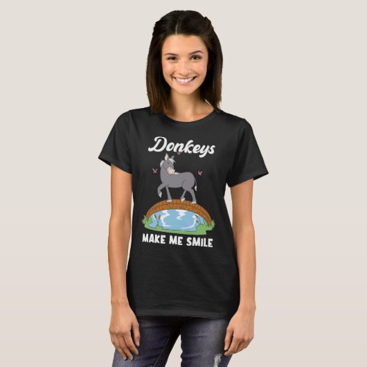 Donkeys machen mich zum Lächeln Donkey Mini Pferd T-Shirt (Vorne ganz)