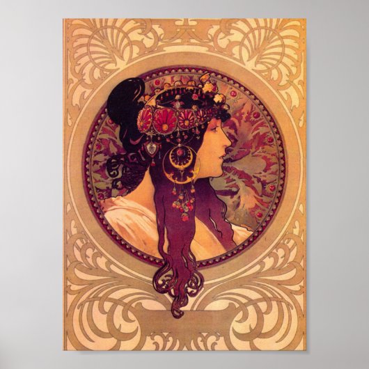 Donna Orechini von Alphonse Mucha Poster (Vorne)