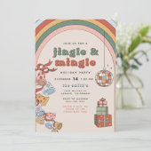DONNA Retro Rainbow Jingle Mingle Weihnachtsfest P Einladung (Stehend Vorderseite)