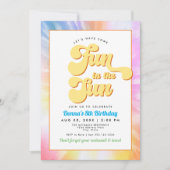 DONNA Retro Schriftart Gefärbte Krawatte Pool Part Einladung (Vorderseite)