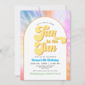 DONNA Retro Schriftart Gefärbte Krawatte Pool Part Einladung (Vorderseite)