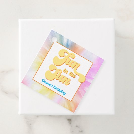 DONNA Retro Schriftart Gefärbte Krawatte Pool Part Geschenkanhänger (Beispiel)