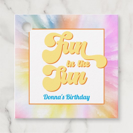 DONNA Retro Schriftart Gefärbte Krawatte Pool Part Geschenkanhänger (Vorderseite)