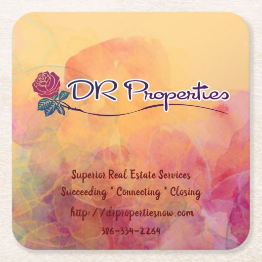 Donna Rose Square Paper Untersetzer (Vorderseite)