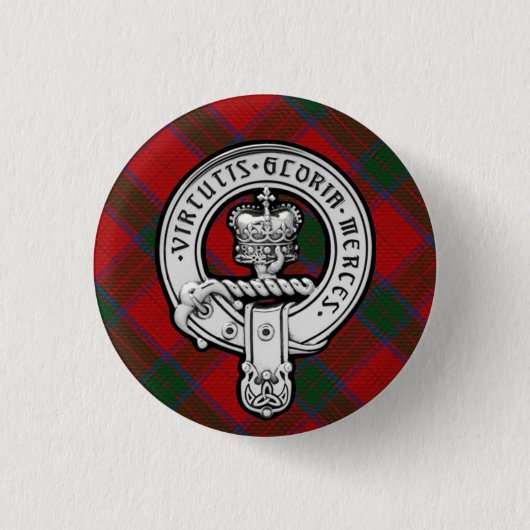 Donnachaidh (Robertson) Red tartan Wappen Abzeiche Button (Vorderseite)