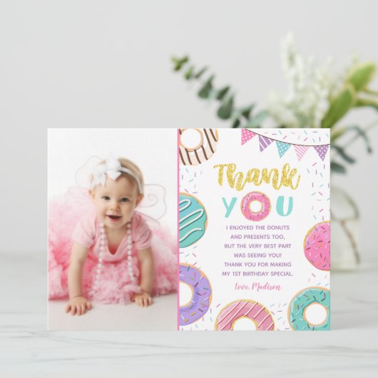 Donne Foto Geburtstag Vielen Dank Karten (Stehend Vorderseite)