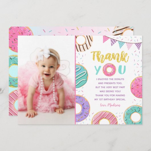 Donne Foto Geburtstag Vielen Dank Karten (Vorne/Hinten)