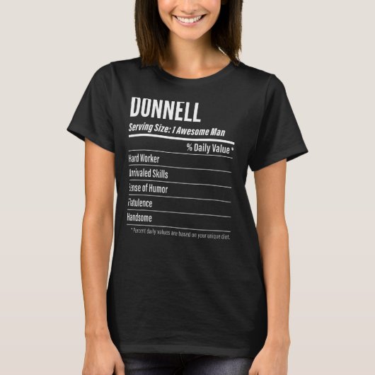 Donnell Serving Size Nutrition Label Calories T-Shirt (Vorderseite)