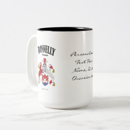 Donnelly Familienwappen, Übersetzung und Bedeutung Zweifarbige Tasse