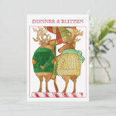 DONNER BLITZEN 12x18 Flat Christmas Card Feiertagskarte (Stehend Vorderseite)