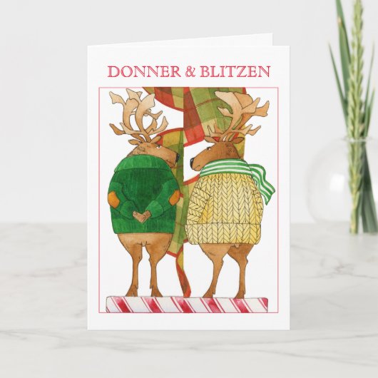 DONNER BLITZEN Weihnachtskarte Feiertagskarte (Vorderseite)