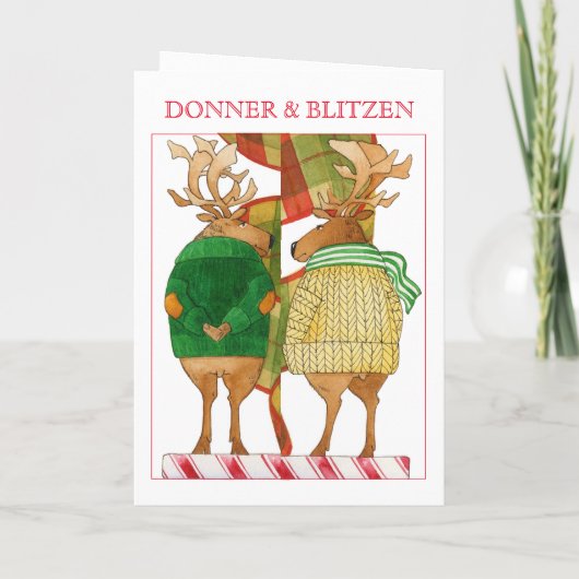 DONNER BLITZEN Weihnachtskarte Feiertagskarte (Rückseite)