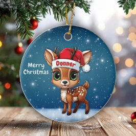 Donner Cute Whimsical Reindeer Graphic Unique🦌 🎄 Keramik Ornament