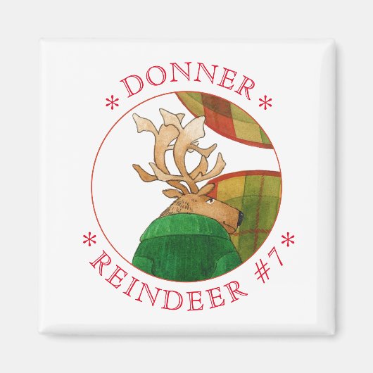 DONNER REINDEER Square Magnet (Vorne)