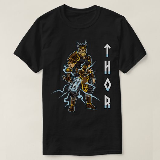 Donnergott Thor Norse Mythology Viking Warrior T-Shirt (Design vorne)