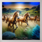 Donnerhasen: Eine Herde von Pferden in Bewegung Poster (Vorne)