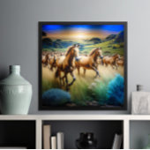 Donnerhasen: Eine Herde von Pferden in Bewegung Poster