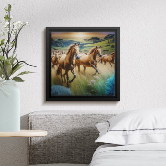 Donnerhasen: Eine Herde von Pferden in Bewegung Poster