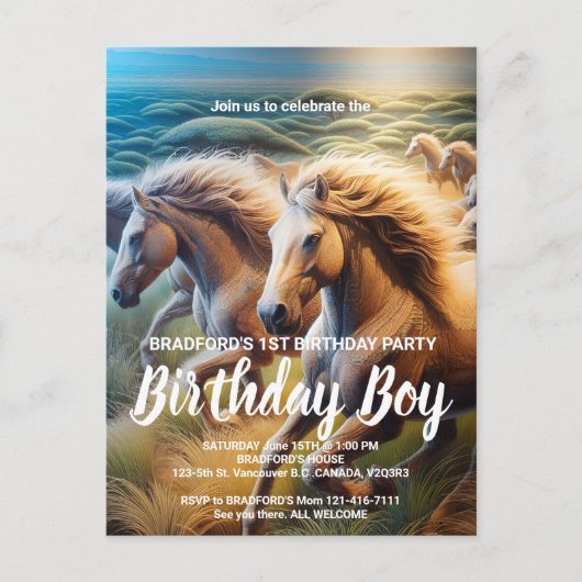 Donnerhasen: Eine Herde von Pferden in Bewegung Postkarte (Vorderseite)