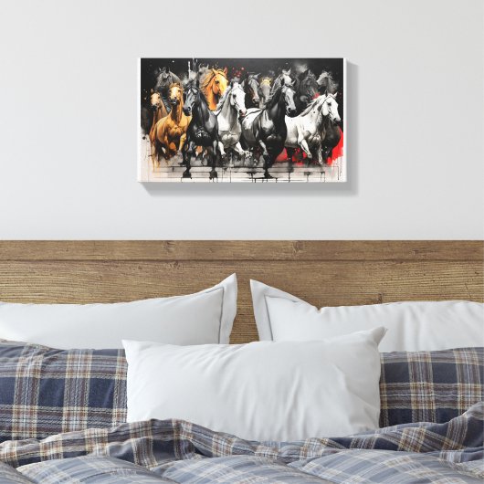 Donnerhühner - Dynamischer Pferdebestand Leinwanddruck (Insitu (Schlafzimmer))