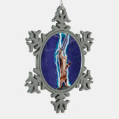 Donnerkatze Schneeflocken Zinn-Ornament (Links)