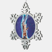 Donnerkatze Schneeflocken Zinn-Ornament (Rechts)