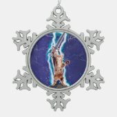 Donnerkatze Schneeflocken Zinn-Ornament (Vorderseite)