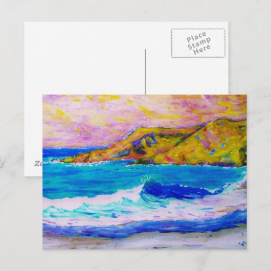 donnernde Wellen Postkarte (Vorne/Hinten)