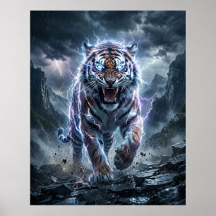 Donnernder Tiger Sturm Teilt Poster