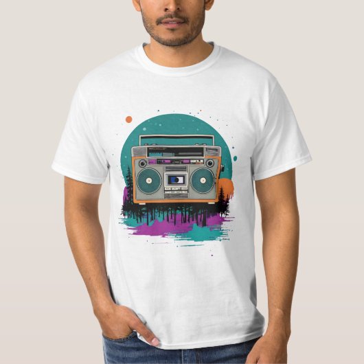 Donnerstag: 70er Boombox Art T-Shirt (Vorderseite)