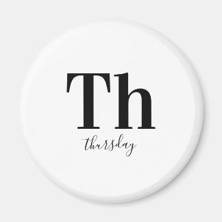Donnerstag Typografie Schwarz/Weiß Magnet