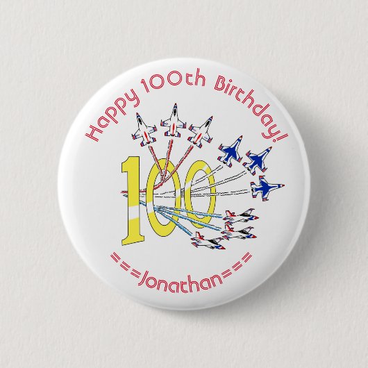 Donnervögel 100. Geburtstags-Abzeichen Button (Vorderseite)