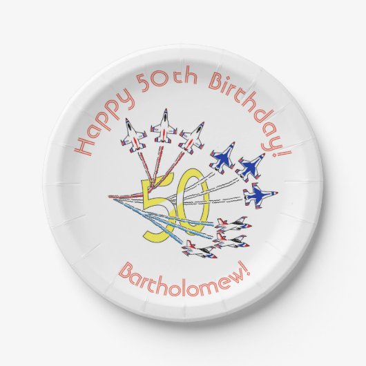Donnervögel 50. Geburtstag Papierplatte Pappteller (Vorderseite)