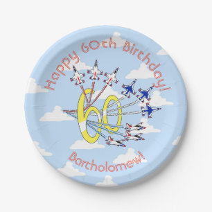 Donnervögel 60. Geburtstag Blue Sky Paper Plate Pappteller