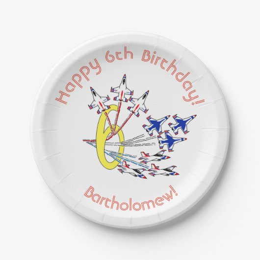 Donnervögel 6. Geburtstag Papierplatte Pappteller (Vorderseite)
