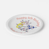 Donnervögel 6. Geburtstag Papierplatte Pappteller (Schrägansicht)