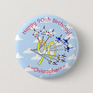 Donnervögel 90. Geburtstag Abzeichen (Blue Sky) Button