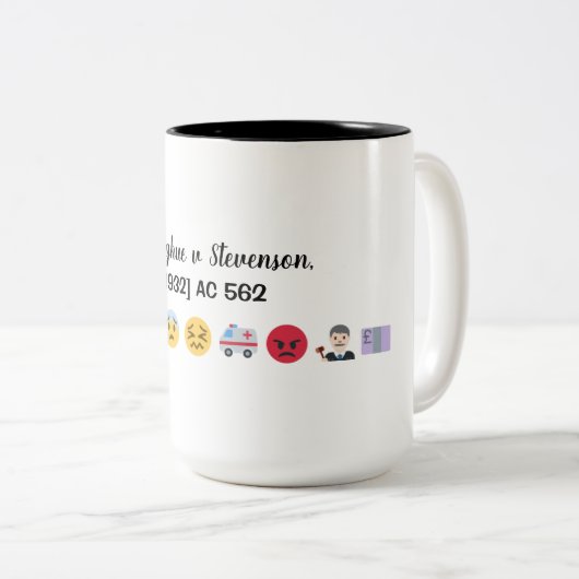 Donoghue v Stevenson in emoji Zweifarbige Tasse (VorderseiteRechts)