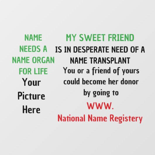 Donor-Fensterglas-Verkleidung Fensteraufkleber (Blatt)