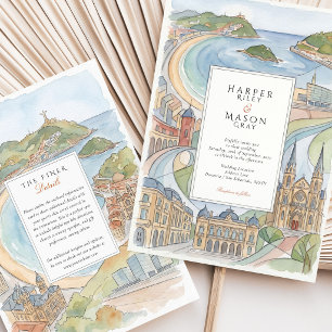 Donostia San Sebastián Aquarell-Hochzeit Einladung