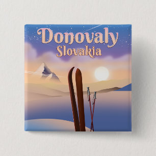 Donovaly Slovakia Ski poster. Button