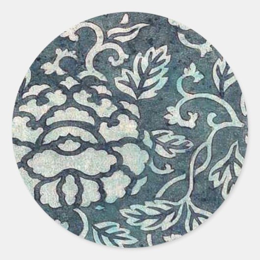 Donsu, Damast mit hellgrüner Peony arabesque Uki Runder Aufkleber (Vorderseite)