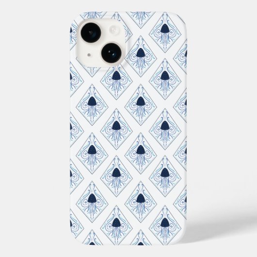 Don't Be Jelly Blue Jellyfish Damask Case-Mate iPhone Hülle (Rückseite)