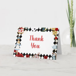 "Don't Be Late" Alice in ONEderland First Birthday Dankeskarte