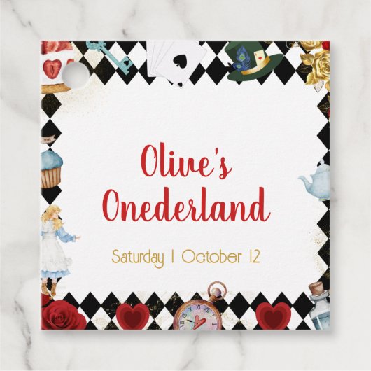 "Don't Be Late" Alice in ONEderland First Birthday Geschenkanhänger (Vorderseite)